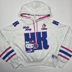 Hello Kitty Tennis Hoodie Womens Junior Small Ash Heather Sanrio Pullover New